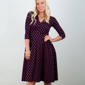 Black & Pink Polka Dots Curie Dress with Pockets